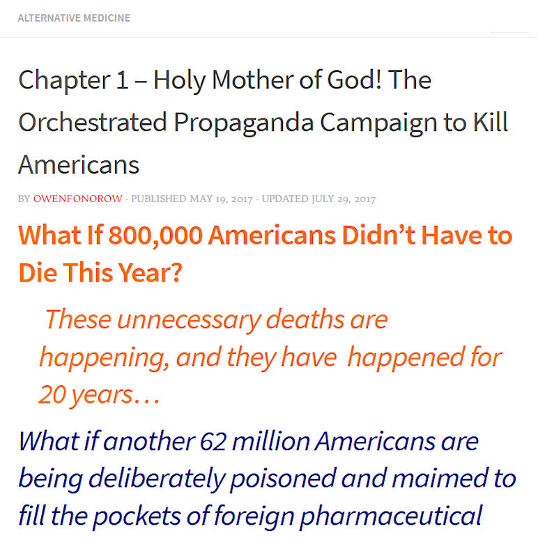 Owen's New Book: The Great Suppression of American Alternative Medicine